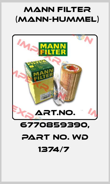 Art.No. 6770859390, Part No. WD 1374/7  Mann Filter (Mann-Hummel)