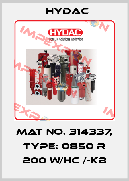 Mat No. 314337, Type: 0850 R 200 W/HC /-KB Hydac