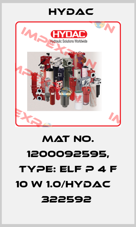 Mat No. 1200092595, Type: ELF P 4 F 10 W 1.0/HYDAC                  322592  Hydac