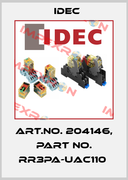 Art.No. 204146, Part No. RR3PA-UAC110  Idec