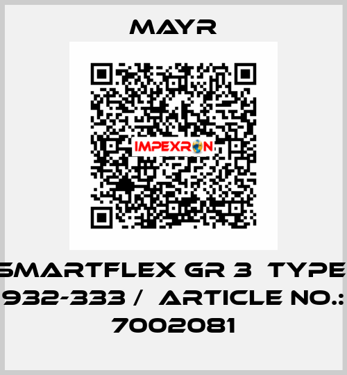 Smartflex GR 3  Type: 932-333 /  Article No.: 7002081 Mayr