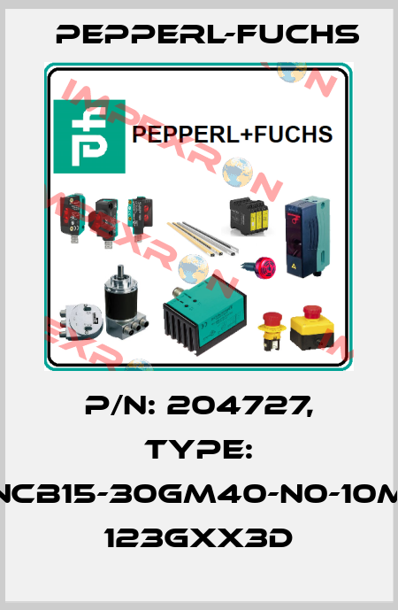 P/N: 204727, Type: NCB15-30GM40-N0-10M   123Gxx3D Pepperl-Fuchs
