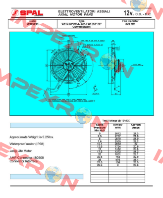 VA13-AP70/LL-63A D330 12V SPAL