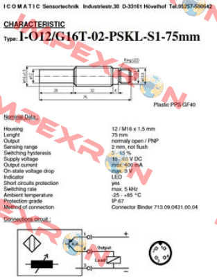 I- O12/G16T-02-PSKL-S1-75mm ICOMATIC Sensortechnik