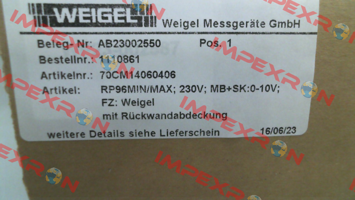 RP96MIN/MAX Weigel