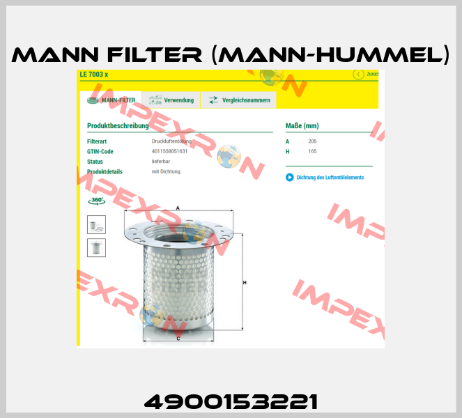 4900153221 Mann Filter (Mann-Hummel)